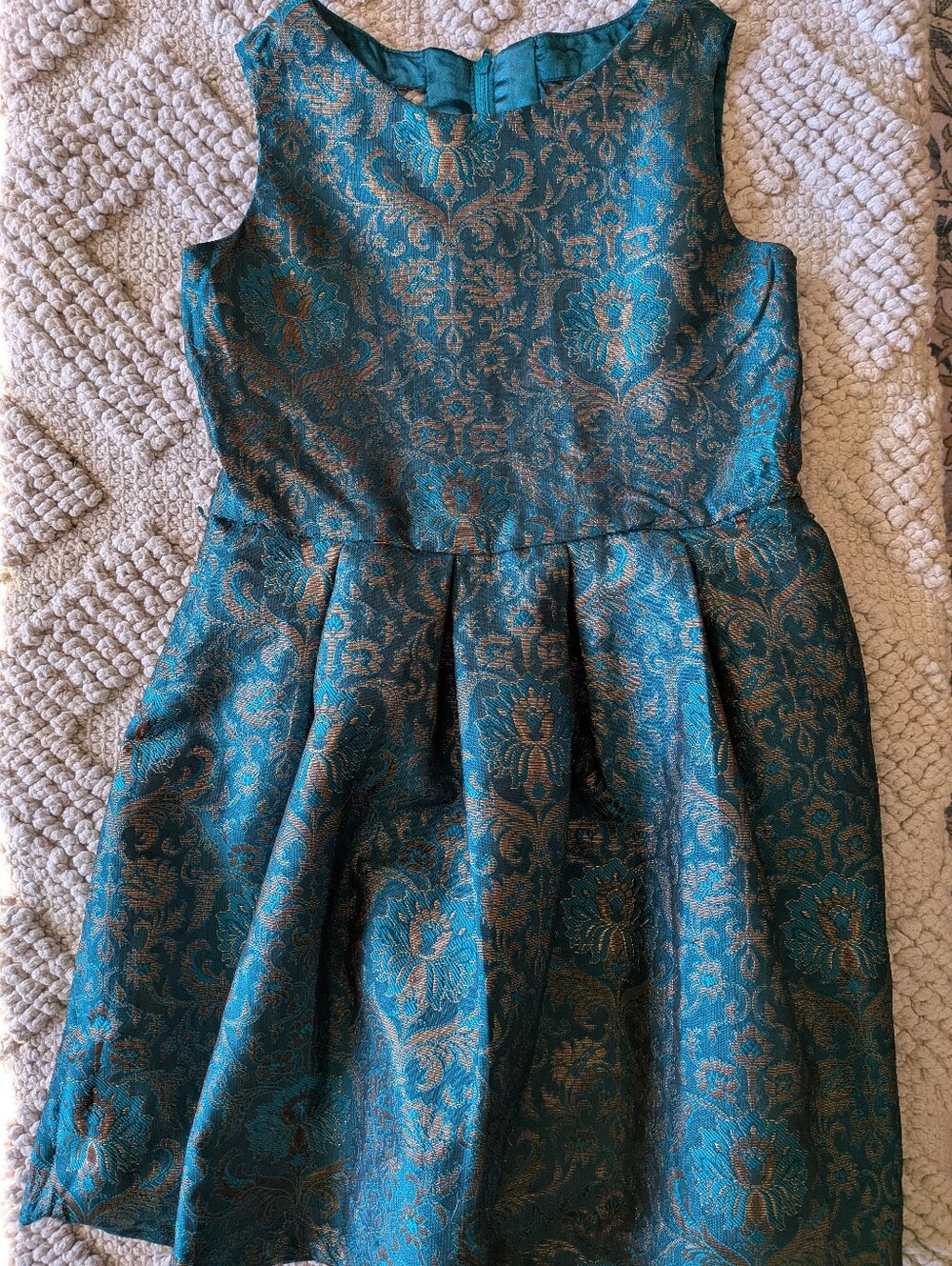 The Children's Place Teal Brocade Sleeveless Jumpsuit